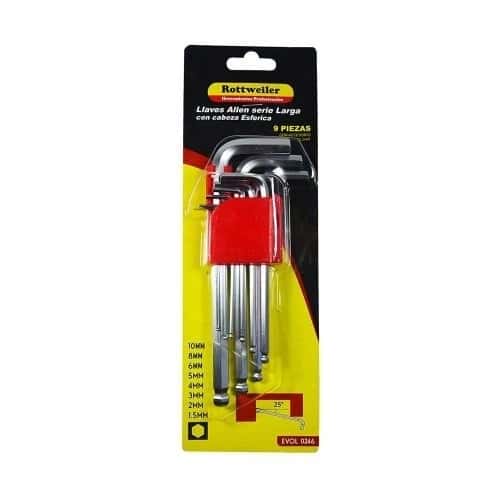 Llave Allen Juego S/Larga 9 Pzs MM. "Rottweiler