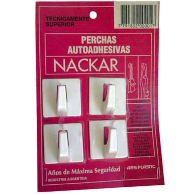 Percha Autoadhesiva Nackar 40 X 40 MM. X 24 Un.