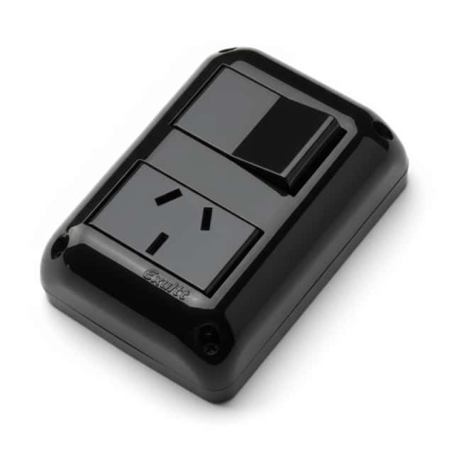 Caja Stik 1 Int.+1 Toma 10 Amp.Negro Exultt