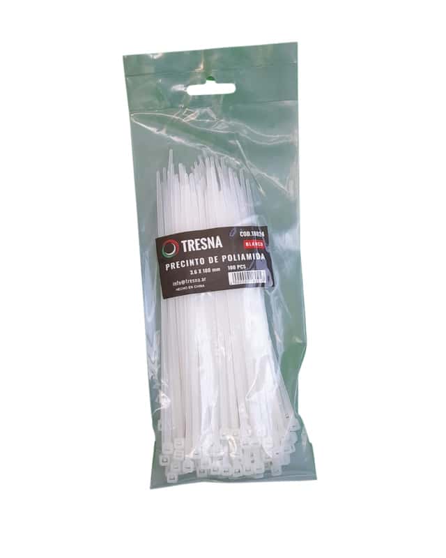 Precinto De Poliamida 4.8 X 450 MM. X 100 Un. Blanco Tresna