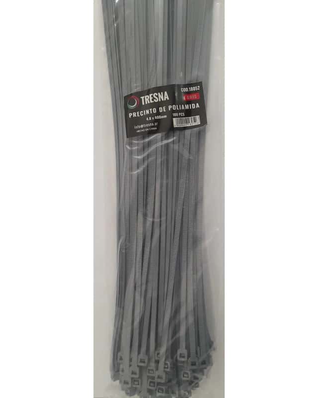 Precinto De Poliamida 4.6 X 400 MM. X 100 Un. Gris Tresna