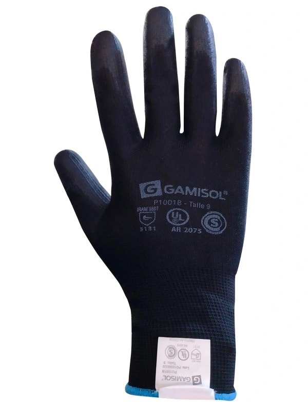 Guante Algodon Bañado Pu Negro Talle 9 X Par "Gamisol" — foto 1 de 1