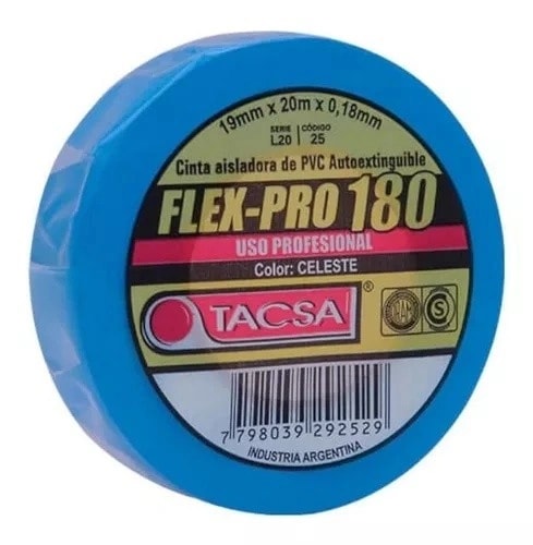 Cinta Flex-Pro 180- 19 MM. X 10 MTS. Celeste — foto 1 de 1