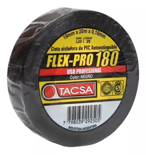 Cinta Flex-Pro 180- 19 MM. X 20 MTS. Negro — foto 1 de 1