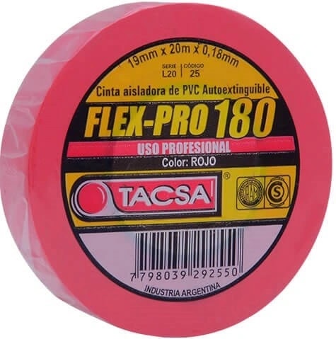Cinta Flex-Pro 180- 19 MM. X 20 MTS. Rojo — foto 1 de 1