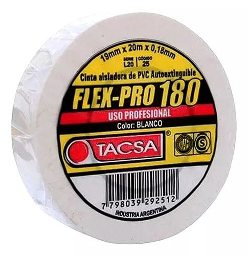 Cinta Flex-Pro 180- 19 MM. X 20 MTS. Blanco — foto 1 de 1